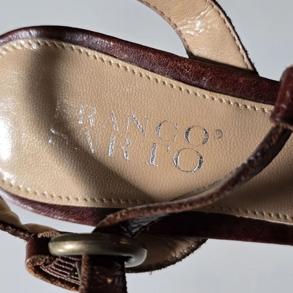 Vintage Franco Sarto Brown Leather Strappy Women's Sandals - Picture 9 of 13
